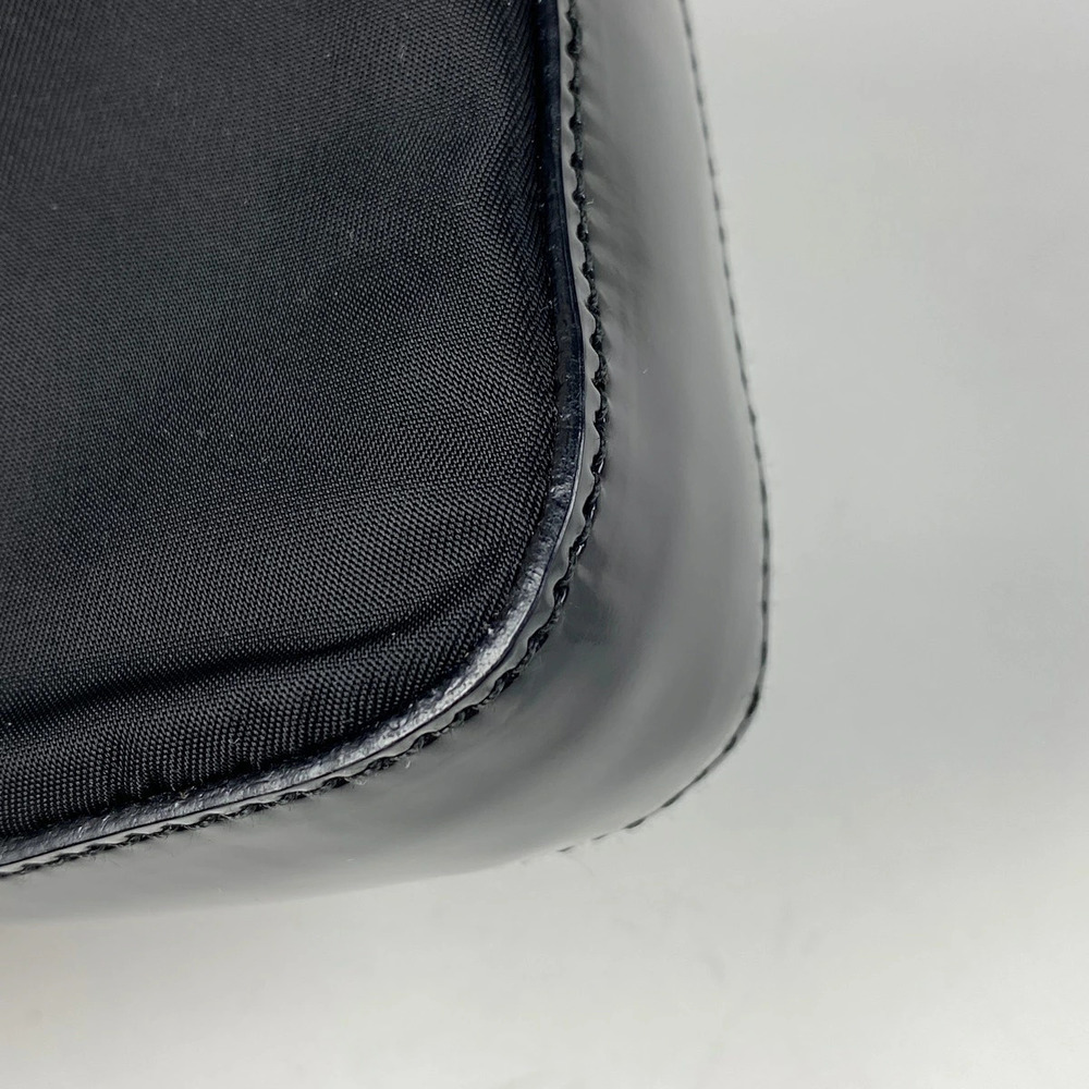 Prada Logo Shoulder Black Bag Handbag Hobo Nero Plate